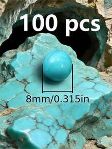 30/1000颗天然石珠，4-10毫米圆形绿松石宝石，散珠配弹力绳，可用于DIY手链和项链。 - 藍色 - 查看 13