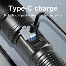 100000流明高功率LED手电筒超亮远射程变焦战术手电筒USB充电露营狩猎LED手电筒 - 星星 - 查看 6