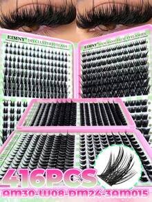 Eimny 416pcs-D Curl Fluffy 3D Mink Eyelashes, Lowest Price, New DIY False Eyelashes, Suitable For Makeup, Eyelash Extension,Soft & Voluminous, Short Lashes, DIY Lashes, Light Color Lashes, DIY Eyelash Extension At Home - D - Xem 1
