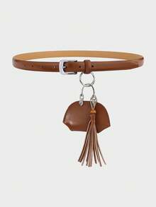 CARBLLY KARVE 1件装女士腰包，二合一可拆卸迷你腰包，休闲纤细PU腰带带流苏，百搭日常配饰 - 女士腰包 - 查看 7