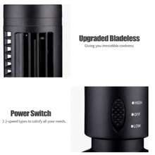 Ventilador de Torre portátil, silencioso, sin aspas, Ventilador eléctrico de 2 velocidades, Ventilador de Torre Alimentado por USB, Ventilador de Aire Acondicionado Vertical para Interior - Blanco y Negro - Ver 2