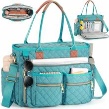 Large Teacher Tote Bag Laptop Bag For Women Work Bag Laptop Tote Nurse Bag Professional Computer Messenger Bag With Insulated Pocket, Laptop Briefcase For Office, College, Nursing - 綠色 - 查看 1