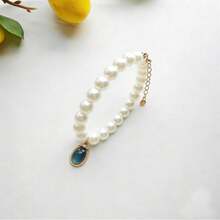 可调节链仿珍珠宠物项圈，镶嵌水钻，奢华质感，时尚宠物项链，适合猫狗佩戴 - 彩色 - 查看 6