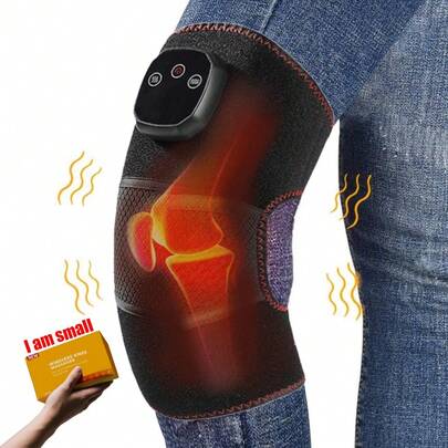 1pc Rechargeable Electric Knee Massager, Vibration Massage With Heating Function, Easy To Use, Warm And Comfortable, 15-Minute Auto Shut Off, Great Gift For Parents, Men And Women In Winter, Best Choice For Christmas