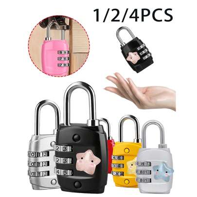 Khóa số trang trí hình ngôi sao dễ thương - Khóa du lịch bằng kim loại an ninh 3 chữ số, khóa số tủ đựng đồ tập gym, khóa số chống trộm cho khóa kéo hành lý/ba lô, cấu trúc kim loại chắc chắn, dễ cài đặt, nhiều màu sắc để lựa chọn, phù hợp cho vali, ba lô và tủ đựng đồ.