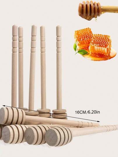 1pc - Honey Stick, Wooden Honey Stick, Jam & Honey Mixing Stick, Kitchen Tool, Solid Wooden Honey Mixing Stick - Premium Wooden Honey Spoon, Practical Long Handle Honey Spoon, Kitchen Utensil, Easy To Pour And Stir