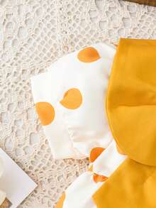 Vestido de verano para bebé niña con lunares amarillos y gran lazo - Amarillo - Ver 5