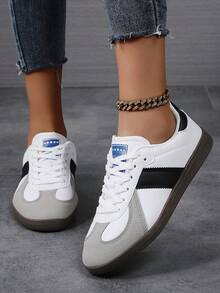 女士白色休闲帆布鞋，春夏新款学生返校鞋，尺码 36-45（含大码） - 黑色 - 查看 2