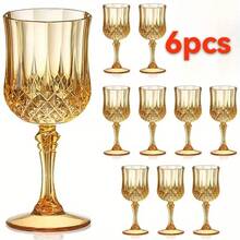 1/3pcs 8oz Gold Patterned Champagne Flutes, Durable Unbreakable Reusable Stemware, Suitable For Events, Parties, Restaurants, Weddings, Anniversaries, Holidays - Multicolor - View 9