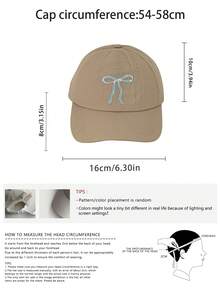 1pc Minimalist Bow & Letter Embroidered Baseball Cap, Unisex Versatile Casual Hat Suitable For All Seasons - Multicolor - View 3