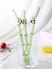 1/2/4支装顽皮熊猫造型装饰弯吸管，日常饮用必备，适用于果汁、咖啡、奶茶、下午茶及各种冷饮，返校必备，校园宠儿，派对首选。创意礼物，节日送礼佳选（适合送给女朋友/男朋友/父母/朋友），圣帕特里克节特别装备，暑假、夏令营、海滩、酒吧氛围营造的理想之选。 - 樣式1 - 查看 3