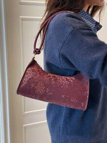 Elegant And Compact Underarm Bag, 2026 New Style, Women's High-End, Luxurious, Retro Style, Versatile And Simple, Fashionable Shoulder Bag With Single Strap. - Burgundy - View 5