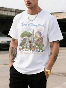 Men's Disney Casual T-Shirt, Walt Disney World Toy Story Print, Whimsical Design, Comfortable Soft Fabric, Perfect For Theme Park Visits - 白色 - 查看 1
