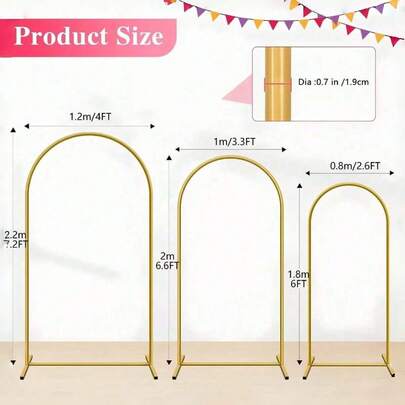 Bộ khung vòm kim loại, khung cửa vòm, có các chiều cao 4ft/5ft/6ft/6.5ft/7.2ft, khung vòm bóng bay vuông bằng kim loại, khung vòm trang trí đám cưới, trang trí tiệc, thích hợp cho đám cưới, sinh nhật, lễ tốt nghiệp, kỷ niệm, lễ khai trương, trang trí trong nhà và ngoài trời.