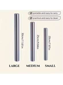 Stainless Steel Baking Rolling Pin - Hollow Lightweight Design, Perfect For Cookies, Pie Dough, Pizza And Holiday Baking - Easy To Clean Kitchen Tool - Silver - View 2