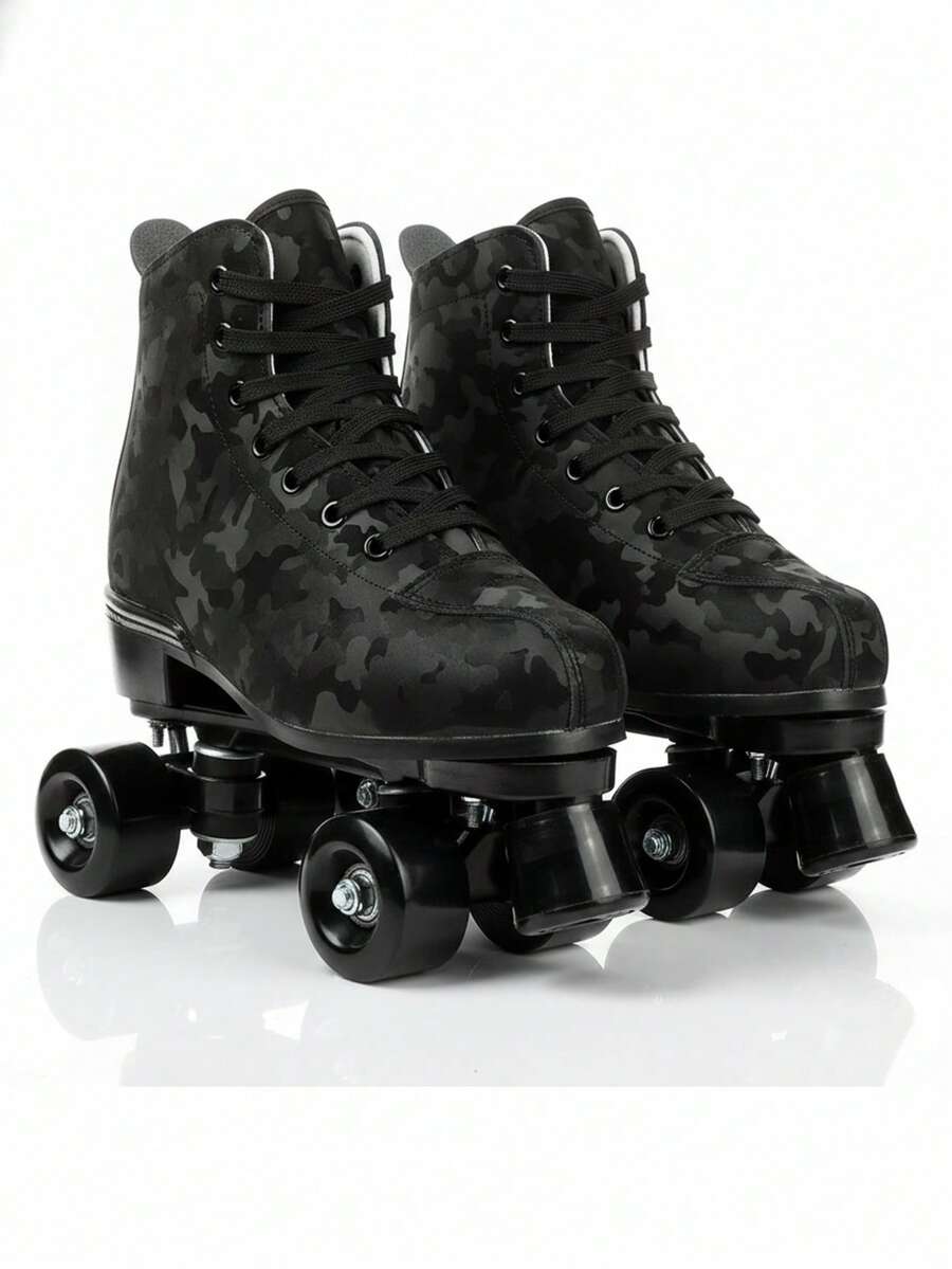 Gets Men's And Women's Skates High Top Shoes Classic Double Skates Quad Skates Neutral Skates - Camouflage Black Wheel - View 1
