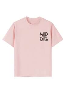 Tween Girls' Casual Graphic Print Crew Neck Short Sleeve T-Shirt, Summer Top - Pink - View 6