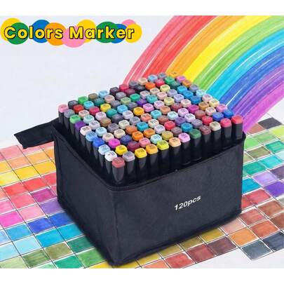 168/120/100/80/60色艺术家马克笔，双头绘图笔，适用于艺术家绘画、素描、着色、插画、动漫设计，艺术素描绘图笔套装，圣诞节和生日礼物，复活节礼物；204/262/48/40/36/30/30/24/12色返校季套装