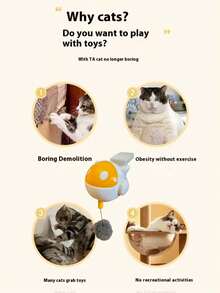 自动伸缩电动猫玩具，互动式电动毛绒球猫玩具，宠物用品，ABS材质伸缩毛绒球猫玩具，猫咪用品，快乐猫咪，不含电池（需7节电池） - 彩色 - 查看 10