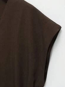 Women's Casual Commuter Solid Color Criss-Cross Waist Belt Vest, Spring/Autumn Summer - Coffee Brown - View 4