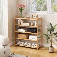 Senmeo 5-Tier Solid Wood Shoe Storage Rack, Sturdy Organizer For Sneakers/Boots/Heels – Entryway/Bedroom, Natural Wood, Perfect For Holiday Home Organization - 5 tầng - Xem 9