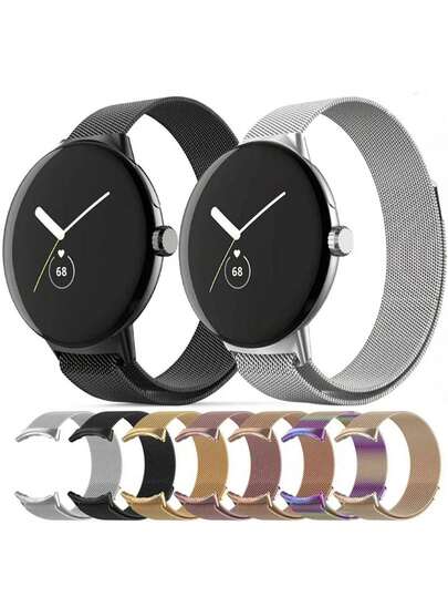 1条时尚商务不锈钢米兰尼斯磁吸表带，兼容41毫米手表，奢华金属表带，兼容4/3/2/1毫米手表，银色、黑色、粉色智能手表表带，男女通用表带配件，可无限调节，日常商务休闲佩戴腕带替换装，圣诞节、生日、节日、周年纪念日的绝佳礼物