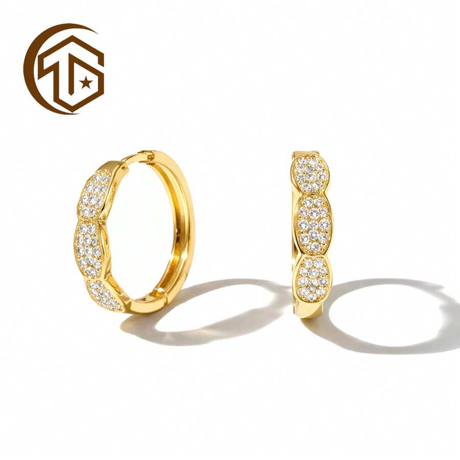 Zhenwei xina Đôi bông tai vòng vàng kiểu Bohemian mạ vàng 14k, thiết kế lượn sóng, đính đá Zirconia, thanh lịch và sang trọng, phù hợp cho phụ nữ đeo hàng ngày hoặc làm quà tặng, có thể dùng làm quà sinh nhật, quà Valentine, quà Ngày của Mẹ, quà Lễ Tạ ơn. - Vàng - Xem 1