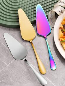 1 pieza Espátula para hornear de acero inoxidable, cuchillo triangular para queso, cuchilla cortadora de tartas con borde dentado, herramienta de repostería, cortador de tartas, espátula para glasear, apta para cocina, restaurante, fiesta, lavavajillas - Multicolor - Ver 1