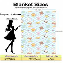 Cartoon Animal Plaid Printed Flannel Blanket - Soft & Comfortable, Suitable For Travel, Camping, Sofa, Bedding - Modern Minimalist Cartoon Print, Comfortable Bedding Accessory For All Seasons, Versatile - Multicolor - View 12