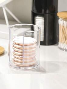 Acrylic Round Cotton Swab Box, Plastic Square Cotton Swab Holder With Lid, Transparent Toothpick Box, Makeup Pad Storage Container - Multicolor - View 4