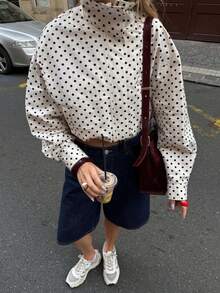 DEEKA Autumn New Women's Fashion Casual Versatile Stand Collar Zipper Long Sleeve Polka Dot Jacket Spring - Polka Dots - View 4