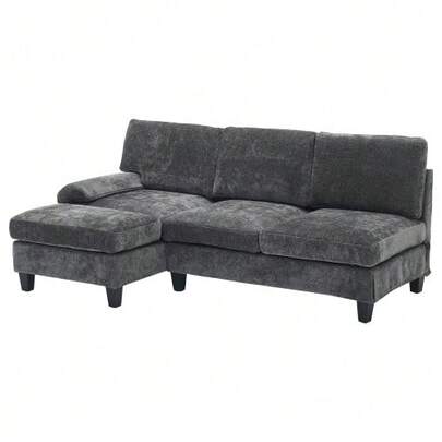194*118*81cm Upholstered Sofa And Couch, 3-Seater Corner Sofa For Living Room, Apartment, Lounge And Bedroom – L-Shaped Sleeper Sofa, Leisure Sofa, Grey