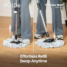 Thunder Mop Spin System -Double-Sided- 2 Compact Stackable 6L Buckets Microfiber Head Stainless Steel Wringer Antifungal Quick-Dry Cleaning Soap Dispenser 3 Free Refills Lime/Forest Green - 青檸綠/森林綠 - 查看 7