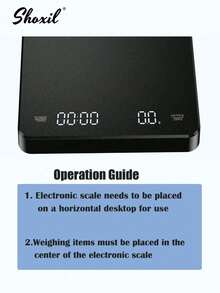 shoxil 1 pieza Balanza digital para café con temporizador, balanza recargable para espresso, 3kg/0,1g (250mAh), mini balanza para café, balanza para goteo de espresso, balanza de alimentos con 3 unidades, función de tara, apagado automático, mide en g/oz/ml - Negro - Ver 3