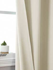 1pc High Blackout Solid Color Curtain Fabric, UV-Resistant Polyester Rod Pocket Top, Easy To Hang, Year-Round Blackout, Suitable For Kitchen, Living Room, Office Decor - 32# Beige - View 6