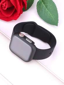 这款二合一表带兼表壳兼容 ，适用于 40mm、41mm、42mm、44mm、45mm、46mm 和 49mm 尺寸。运动休闲风格，搭配铆钉硅胶表带。配备防震防刮硬质 PC 表壳和钢化玻璃屏幕保护膜。兼容 Ultra/11/10/9/8/7/6/5/4/SE 系列。男女皆宜。柔软舒适，易于佩戴，触感灵敏。 - 黑色 - 查看 6