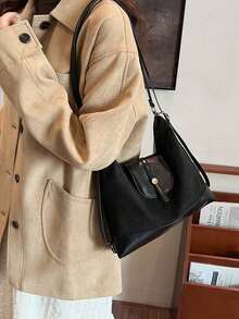 Large Capacity Commuter Tote Bag For Women, New Versatile Retro Fashion One Shoulder Crossbody 3-In-1 Casual Backpack - Black - View 10