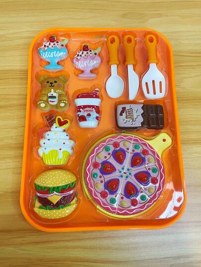 1 paquete Juguetes de cocina para niños, pizza, cucharas, tazas.