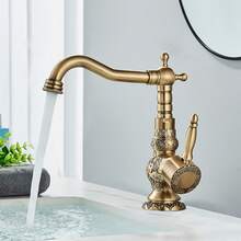 Antiker Messing-Waschbeckenhahn Einhebel-Küchenarmatur, Multifunktionsmischer Bronze, 360 Grad schwenkbarer Auslauf Waschbecken, Universal-Spritzschutz Waschtischarmatur - Antike Bronze - Übersicht 10