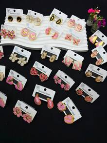 20 Pieces - 304 Stainless Steel Earrings, An Irregular Multi-Element Earring Set, Non-Fading, Hypoallergenic Earrings, Elegant Style, Suitable For Daily Women's Wear And As Gifts. (Random Shipment) - Multicolor - View 5