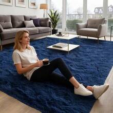 Alfombra de lujo para sala de estar, sofá y mesa de café, alfombra de piso de área grande para dormitorio y mesita de noche. - Azul - Ver 3