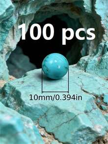 30/1000颗天然石珠，4-10毫米圆形绿松石宝石，散珠配弹力绳，可用于DIY手链和项链。 - 藍色 - 查看 32