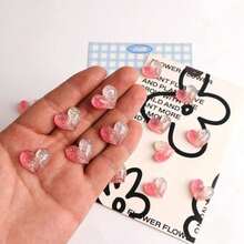 5/10pcs Cute Pink Heart Magnets, Fridge Decoration, Mini Magnetic Stickers Suitable For Photos, Notes, Whiteboards, Storage Cabinets, Kitchen Decor, Home Decor, Office Supplies, Creative Valentine's Day Gift - Multicolor - View 2