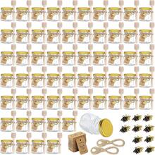 1.5oz Mini Glass Hexagon Canning Jars With Gold Lid, Bee Charms Honeybee Pendant, Honey Dipper Sticks, Jute Tag String, Thank You Gift Tags, Baby Shower Party Wedding Favors - Transparent - View 1