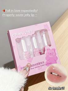 Cappuvini Son tint bóng mịn dưỡng ẩm, màu tự nhiên, son dưỡng dạng thỏi hình gấu, lâu trôi, chống lem, son môi đa năng - Nhiều màu - Xem 9