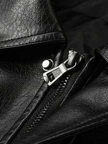 AHTELB 男士 PU 皮革夹克，商务休闲时尚皮衣，适合春、夏、秋季穿着 - 黑色 - 查看 5