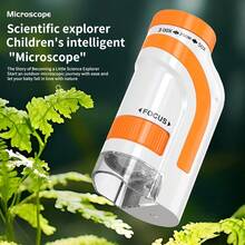 Children's Portable Microscope, 50x-300x Zoom Handheld Microscope, Suitable For Both Children And Adults, Mini Handheld Pocket Digital Microscope With LED Light, Made Of ABS Material, As A Gift For Children's Birthdays And Back To School Season (Battery Not Included) - Orange - View 4