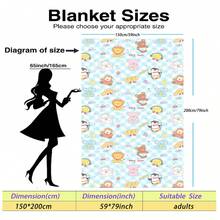 Cartoon Animal Plaid Printed Flannel Blanket - Soft & Comfortable, Suitable For Travel, Camping, Sofa, Bedding - Modern Minimalist Cartoon Print, Comfortable Bedding Accessory For All Seasons, Versatile - Multicolor - View 14