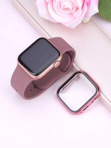 二合一运动硅胶表带和表壳套装，兼容 40mm、41mm、42mm、44mm、45mm、46mm 和 49mm 尺寸的 表带和表壳。柔软舒适的硅胶表带搭配铆钉表扣。防震防刮的硬质 PC 材料和钢化玻璃保护膜一体成型。兼容 Series Ultra/11/10/9/8/7/6/5/4/SE。男女通用智能手表表带和表壳套装。 - 煙紫色錶帶+粉紅色殼 - 查看 3