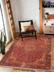 1pc Boho Style Large Area Rug, Mandala Flower Pattern, Soft & Comfortable Texture, Easy Maintenance, Non-Slip Backing, Suitable For Living Room, Bedroom, Kitchen, Dining Room, Office, Home Decor, Bedroom Decor, Room Decor And Doormat. - Redwood - View 14